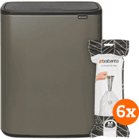Koop met korting - Brabantia Bo Touch Bin 60 Liter Platinum + Vuilniszakken (120 stuks)