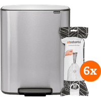 Koop met korting - Brabantia Bo Pedal Bin 60 Liter Rvs Fingerprint proof + Vuilniszakken (120 stuks)
