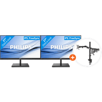 Koop met korting - 2x Philips 275E1S/00 + NewStar FPMA-D550DBLACK