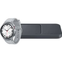 Koop met korting - Samsung Galaxy Watch 6 Classic Zilver 47mm + Samsung Duo Draadloze Oplader